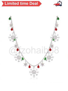 🎄 Snowflake Beaded Charm Necklace JOY Pendant Christmas Holiday Jewelry